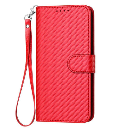For Redmi K90 Pro Max / Poco F8 Ultra YX0070 Carbon Fiber Buckle Leather Phone Case with Lanyard(Red)
