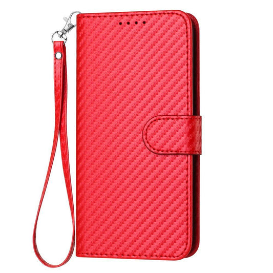For Redmi K90 Pro Max / Poco F8 Ultra YX0070 Carbon Fiber Buckle Leather Phone Case with Lanyard(Red)
