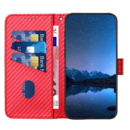 For Redmi K90 Pro Max / Poco F8 Ultra YX0070 Carbon Fiber Buckle Leather Phone Case with Lanyard(Red)