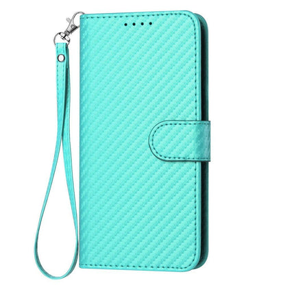 For Redmi K90 Pro Max / Poco F8 Ultra YX0070 Carbon Fiber Buckle Leather Phone Case with Lanyard(Light Blue)