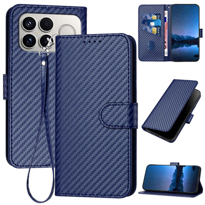 For Redmi K90 Pro Max / Poco F8 Ultra YX0070 Carbon Fiber Buckle Leather Phone Case with Lanyard(Royal Blue)
