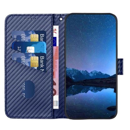 For Redmi K90 Pro Max / Poco F8 Ultra YX0070 Carbon Fiber Buckle Leather Phone Case with Lanyard(Royal Blue)