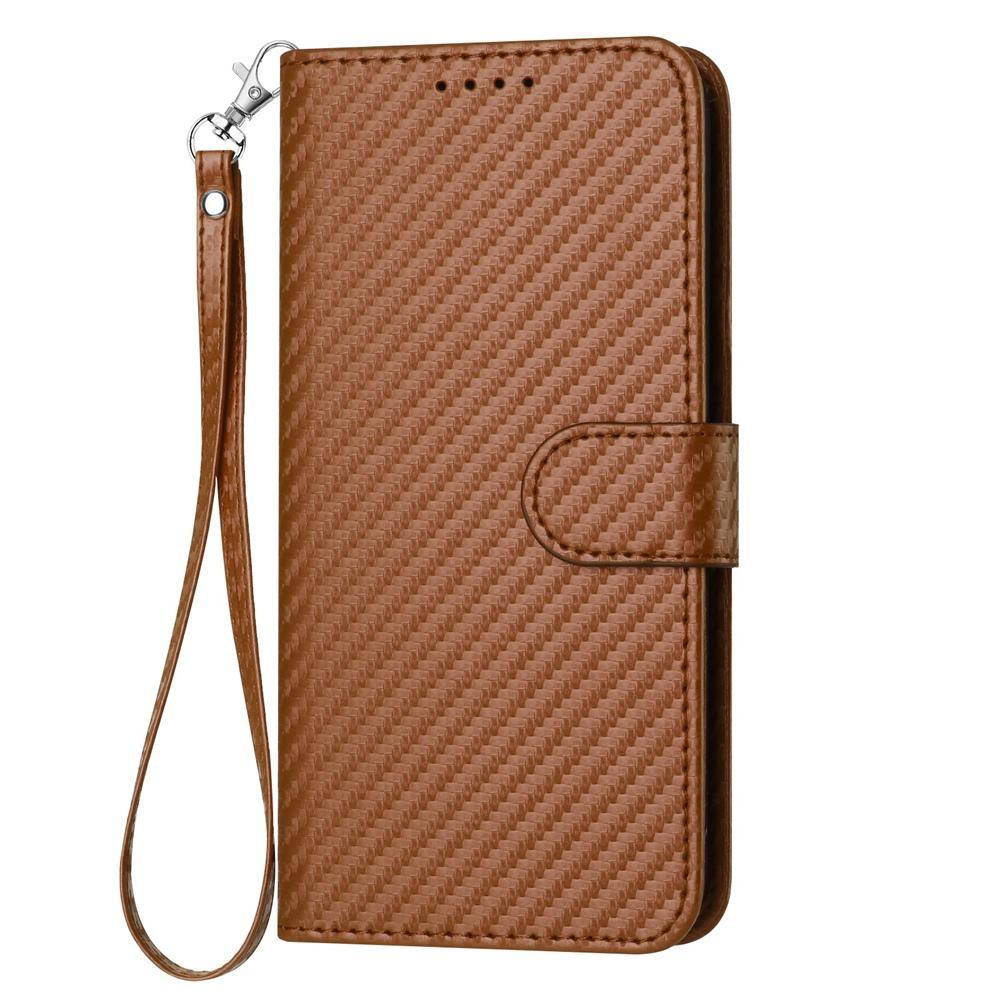 For Redmi K90 Pro Max / Poco F8 Ultra YX0070 Carbon Fiber Buckle Leather Phone Case with Lanyard(Coffee)