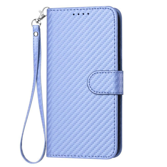 For Redmi K90 Pro Max / Poco F8 Ultra YX0070 Carbon Fiber Buckle Leather Phone Case with Lanyard(Light Purple)