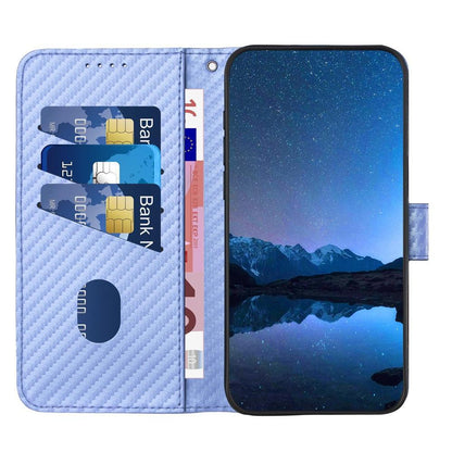 For Redmi K90 Pro Max / Poco F8 Ultra YX0070 Carbon Fiber Buckle Leather Phone Case with Lanyard(Light Purple)