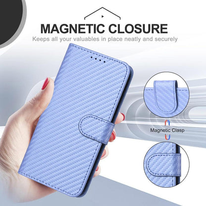 For Redmi K90 Pro Max / Poco F8 Ultra YX0070 Carbon Fiber Buckle Leather Phone Case with Lanyard(Light Purple)