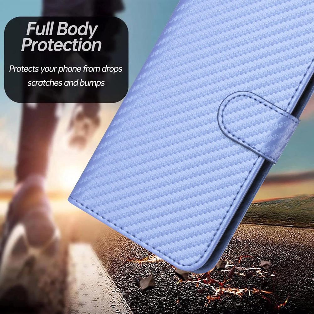 For Redmi K90 Pro Max / Poco F8 Ultra YX0070 Carbon Fiber Buckle Leather Phone Case with Lanyard(Light Purple)