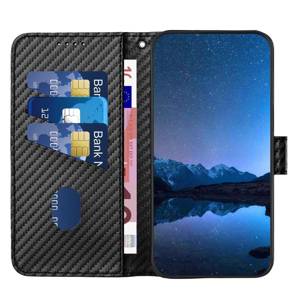 For Redmi K90 Pro Max / Poco F8 Ultra YX0070 Carbon Fiber Buckle Leather Phone Case with Lanyard(Black)