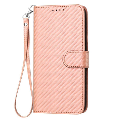 For Redmi K90 Pro Max / Poco F8 Ultra YX0070 Carbon Fiber Buckle Leather Phone Case with Lanyard(Pink)
