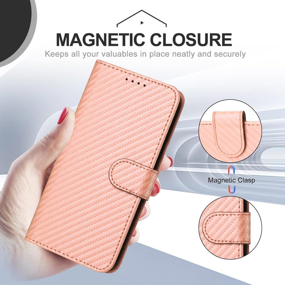 For Redmi K90 Pro Max / Poco F8 Ultra YX0070 Carbon Fiber Buckle Leather Phone Case with Lanyard(Pink)