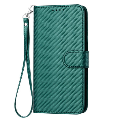 For Redmi K90 Pro Max / Poco F8 Ultra YX0070 Carbon Fiber Buckle Leather Phone Case with Lanyard(Dark Green)