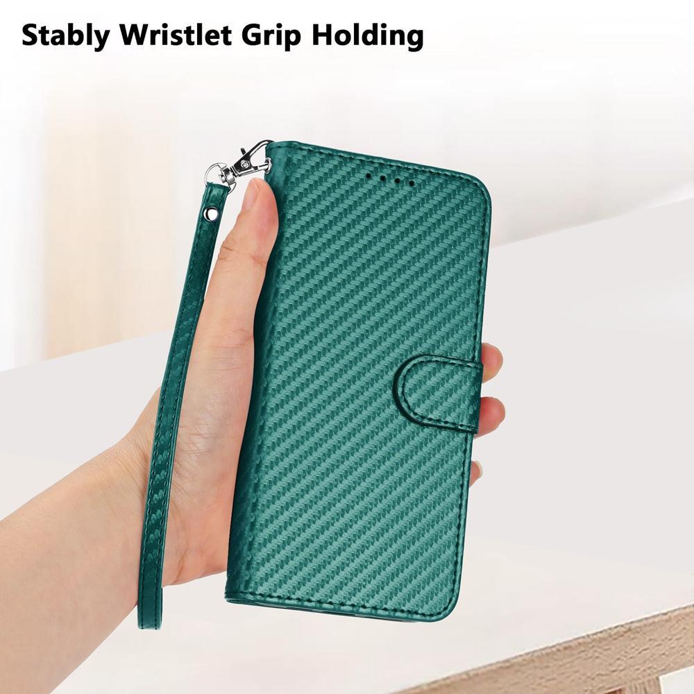 For Redmi K90 Pro Max / Poco F8 Ultra YX0070 Carbon Fiber Buckle Leather Phone Case with Lanyard(Dark Green)
