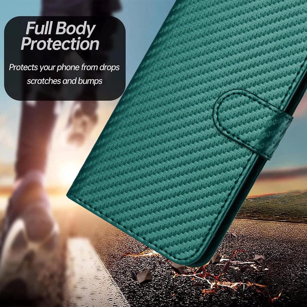 For Redmi K90 Pro Max / Poco F8 Ultra YX0070 Carbon Fiber Buckle Leather Phone Case with Lanyard(Dark Green)