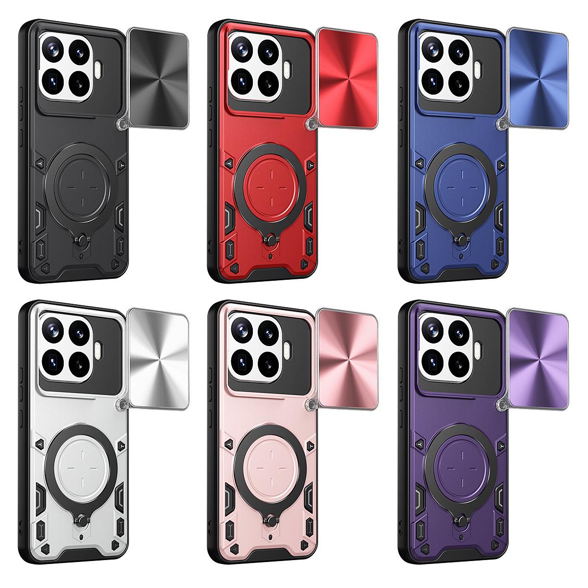 For Xiaomi 17T Pro 5G CD Texture Sliding Camshield Magnetic Holder Phone Case(Pink)