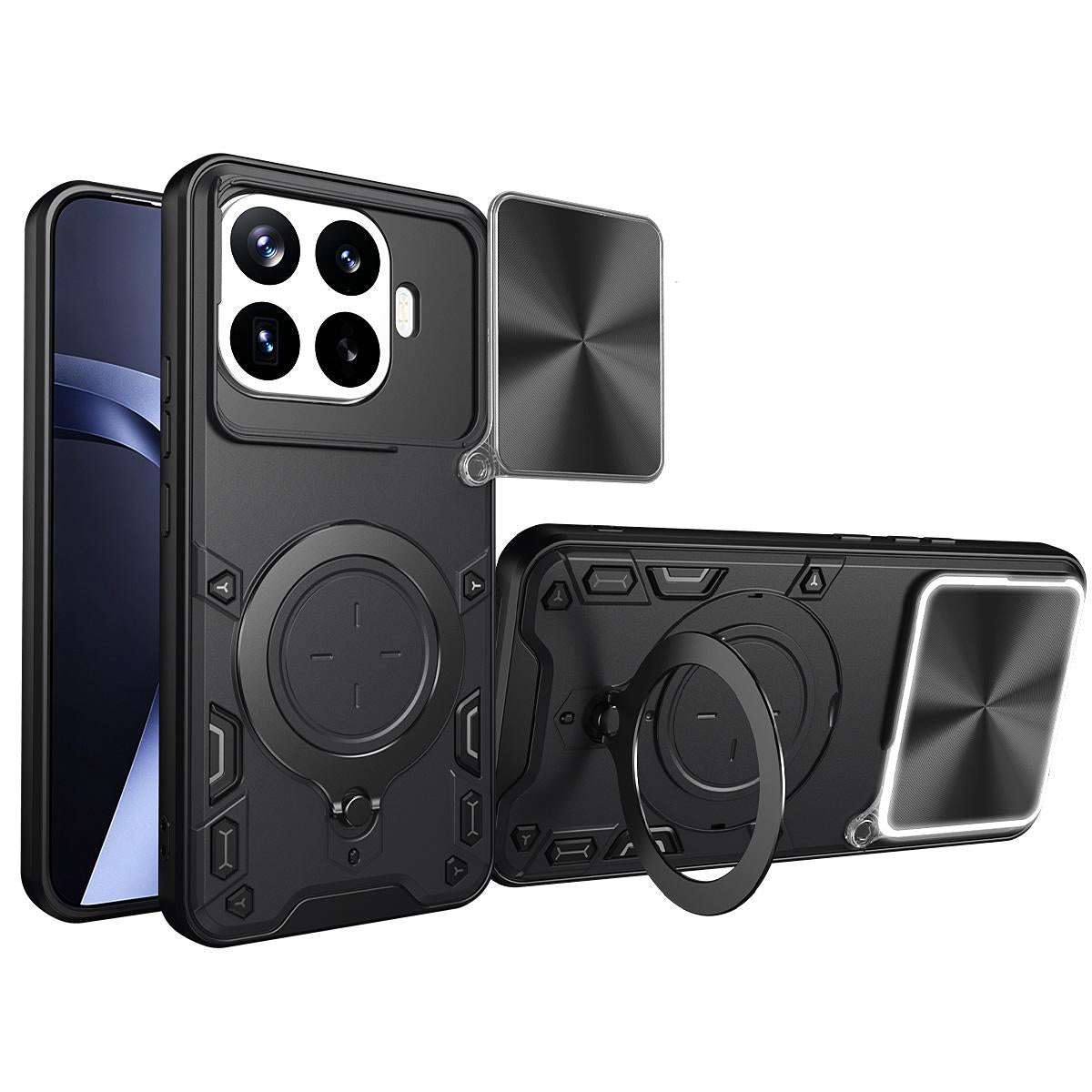For Xiaomi 17T Pro 5G CD Texture Sliding Camshield Magnetic Holder Phone Case(Black)