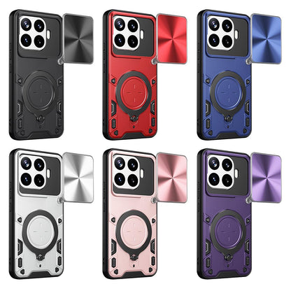 For Xiaomi 17T Pro 5G CD Texture Sliding Camshield Magnetic Holder Phone Case(Black)