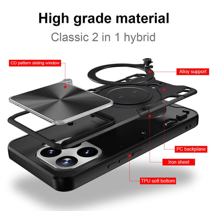 For Xiaomi 17T Pro 5G CD Texture Sliding Camshield Magnetic Holder Phone Case(Black)