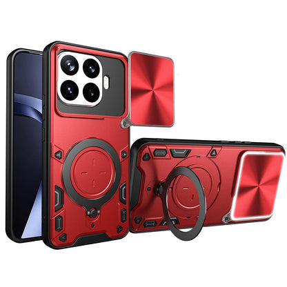 For Xiaomi 17T Pro 5G CD Texture Sliding Camshield Magnetic Holder Phone Case(Red)