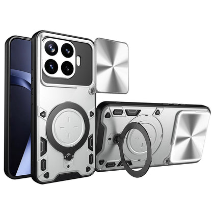 For Xiaomi 17T Pro 5G CD Texture Sliding Camshield Magnetic Holder Phone Case(Silver)