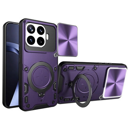 For Xiaomi 17T Pro 5G CD Texture Sliding Camshield Magnetic Holder Phone Case(Purple)