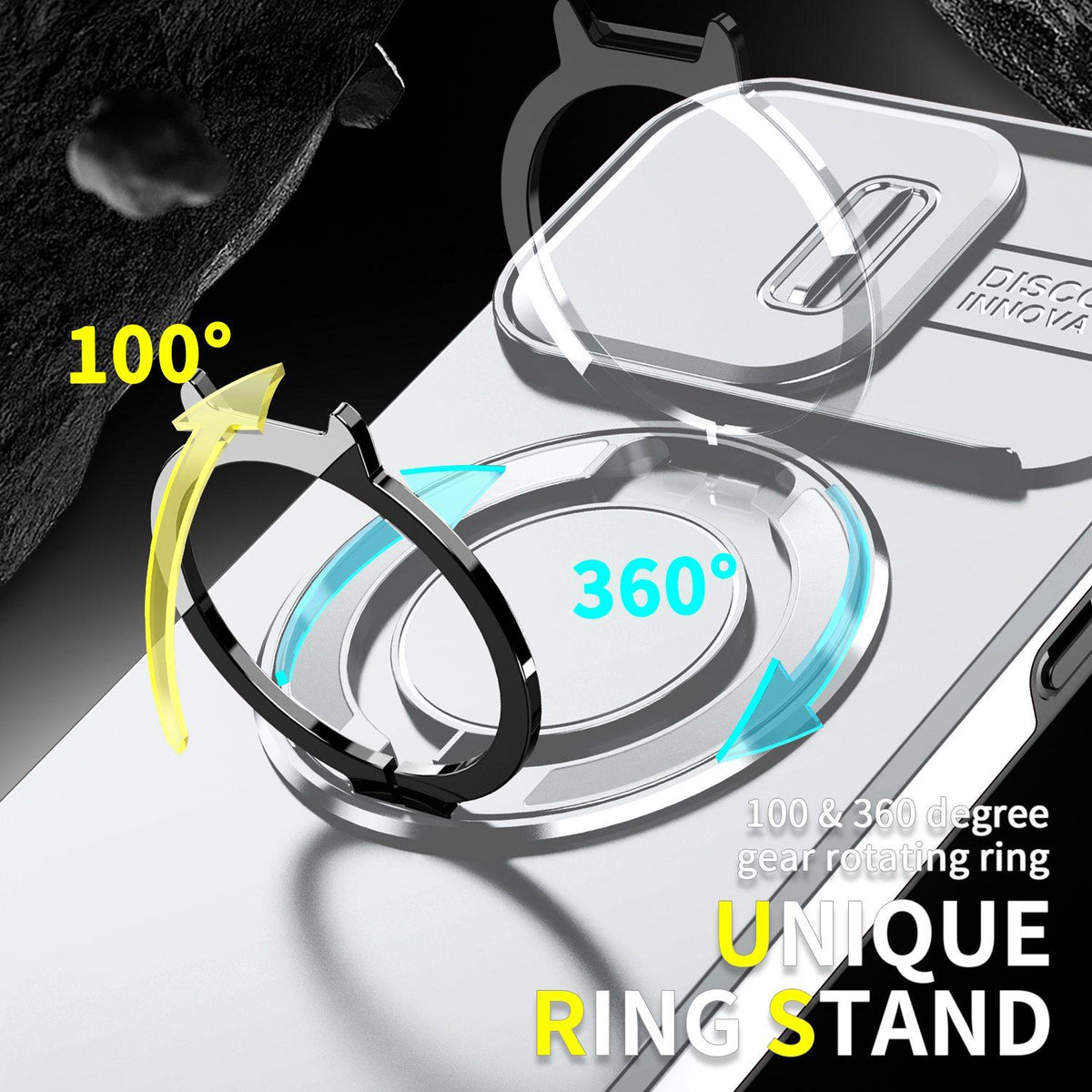 For iPhone 15 Pro Max Sliding Camshield Ring Holder Phone Case - Silver - EDA006784201G