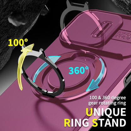 For iPhone 15 Pro Max Sliding Camshield Ring Holder Phone Case - Cherry Red - EDA006784201H