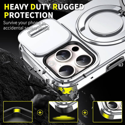 For iPhone 15 Pro Sliding Camshield Ring Holder Phone Case - Silver - EDA006784202G