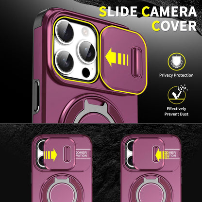 For iPhone 15 Pro Sliding Camshield Ring Holder Phone Case - Cherry Red - EDA006784202H