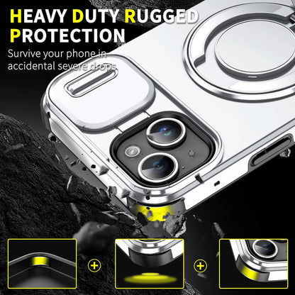 For iPhone 15 Plus Sliding Camshield Ring Holder Phone Case - Silver - EDA006784203G