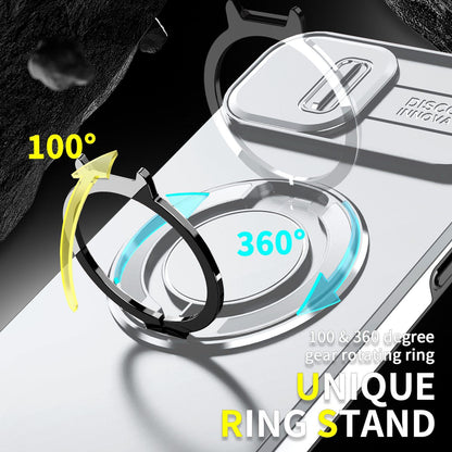 For iPhone 15 Plus Sliding Camshield Ring Holder Phone Case - Silver - EDA006784203G