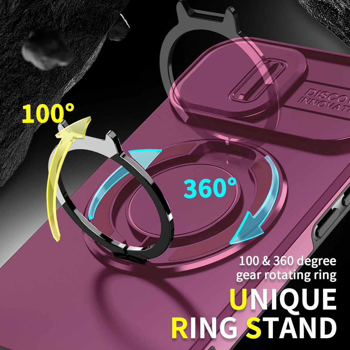 For iPhone 15 Sliding Camshield Ring Holder Phone Case - Cherry Red - EDA006784204H