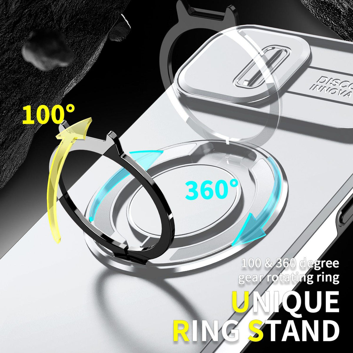 For iPhone 14 Plus Sliding Camshield Ring Holder Phone Case - Silver - EDA006784205G