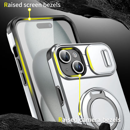 For iPhone 14 Plus Sliding Camshield Ring Holder Phone Case - Silver - EDA006784205G