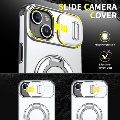 For iPhone 14 Plus Sliding Camshield Ring Holder Phone Case - Silver - EDA006784205G