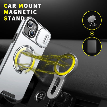 For iPhone 14 Plus Sliding Camshield Ring Holder Phone Case - Silver - EDA006784205G