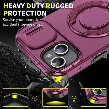 For iPhone 14 Plus Sliding Camshield Ring Holder Phone Case - Cherry Red - EDA006784205H