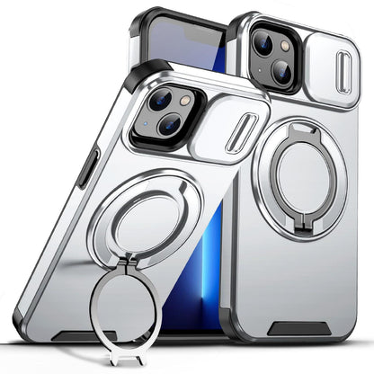 For iPhone 14 Sliding Camshield Ring Holder Phone Case - Silver - EDA006784206G