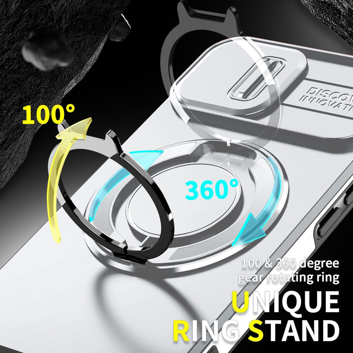 For iPhone 14 Sliding Camshield Ring Holder Phone Case - Silver - EDA006784206G