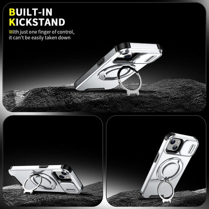 For iPhone 14 Sliding Camshield Ring Holder Phone Case - Silver - EDA006784206G