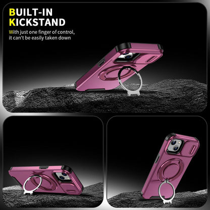 For iPhone 14 Sliding Camshield Ring Holder Phone Case - Cherry Red - EDA006784206H