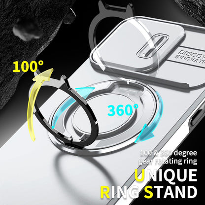 For iPhone 14 Pro Max Sliding Camshield Ring Holder Phone Case - Silver - EDA006784208G