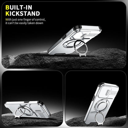 For iPhone 14 Pro Max Sliding Camshield Ring Holder Phone Case - Silver - EDA006784208G