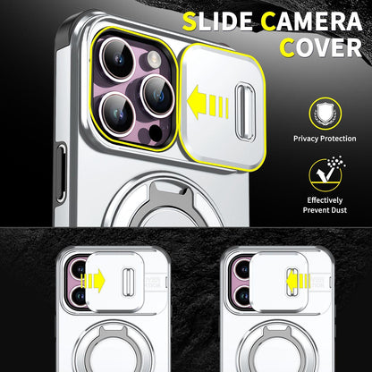 For iPhone 14 Pro Max Sliding Camshield Ring Holder Phone Case - Silver - EDA006784208G