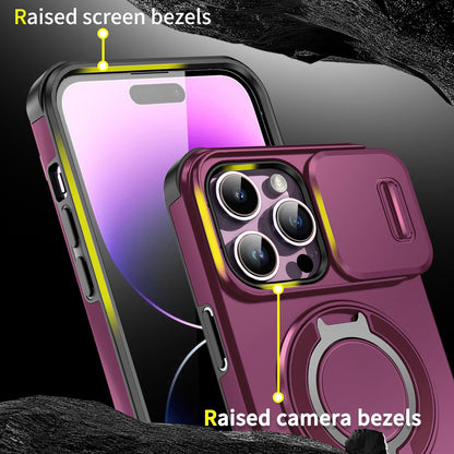 For iPhone 14 Pro Max Sliding Camshield Ring Holder Phone Case - Cherry Red - EDA006784208H