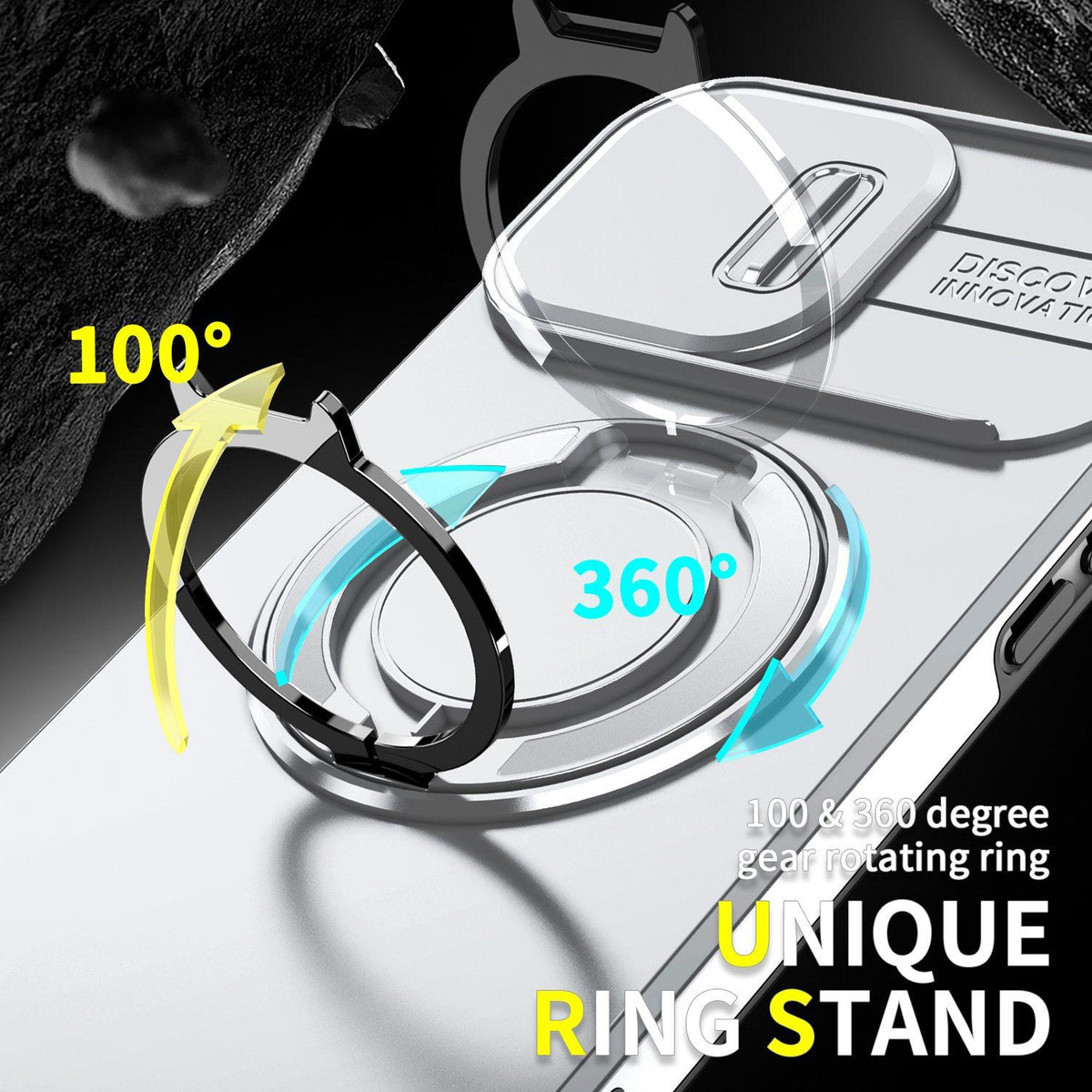 For iPhone 13 Pro Max Sliding Camshield Ring Holder Phone Case - Silver - EDA006784209G