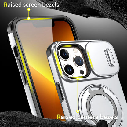 For iPhone 13 Pro Max Sliding Camshield Ring Holder Phone Case - Silver - EDA006784209G