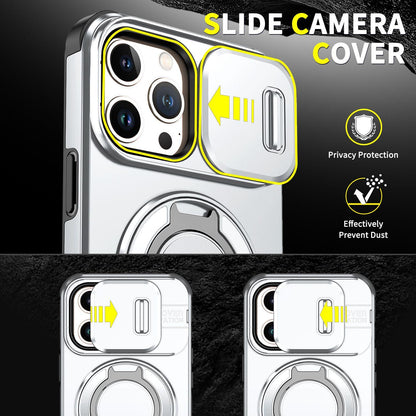 For iPhone 13 Pro Max Sliding Camshield Ring Holder Phone Case - Silver - EDA006784209G