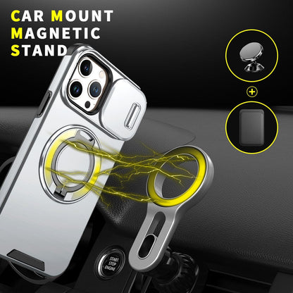 For iPhone 13 Pro Max Sliding Camshield Ring Holder Phone Case - Silver - EDA006784209G