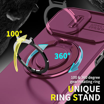 For iPhone 13 Pro Max Sliding Camshield Ring Holder Phone Case - Cherry Red - EDA006784209H