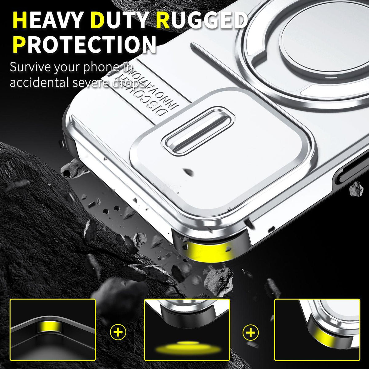 For iPhone 13 Pro Sliding Camshield Ring Holder Phone Case - Silver - EDA006784210G